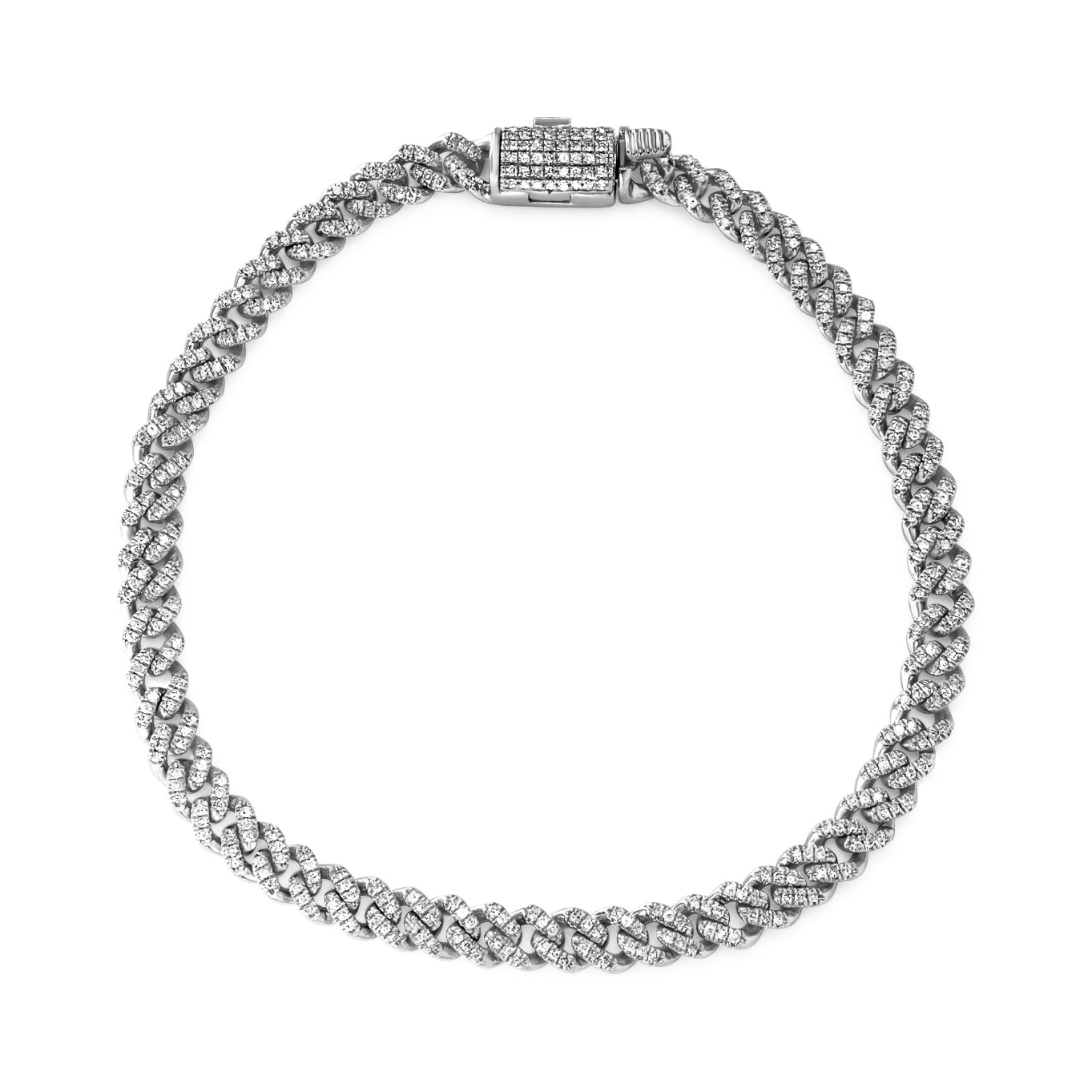 10K White Gold Diamond Cuban Link Bracelet 4.70mm 0.82ctw