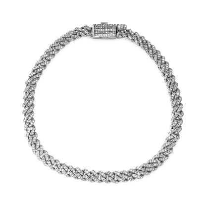 10K White Gold Diamond Cuban Link Bracelet 4.70mm 0.82ctw