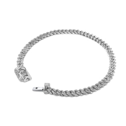 10K White Gold Diamond Cuban Link Bracelet 4.70mm 0.82ctw