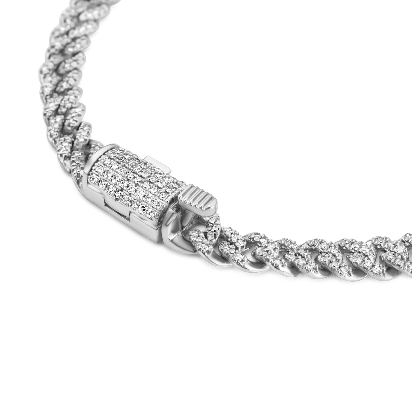 10K White Gold Diamond Cuban Link Bracelet 4.70mm 0.82ctw