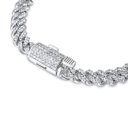 10K White Gold Diamond Cuban Link Bracelet 5.80mm 1.29ctw