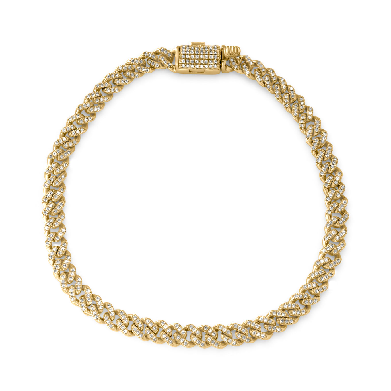 10K Yellow Gold Diamond Cuban Link Bracelet 4.6mm 0.82ctw