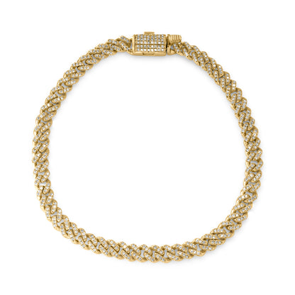 10K Yellow Gold Diamond Cuban Link Bracelet 4.6mm 0.82ctw