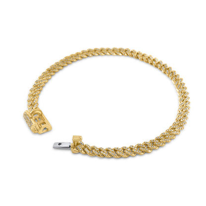 10K Yellow Gold Diamond Cuban Link Bracelet 4.6mm 0.82ctw