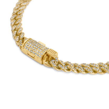 10K Yellow Gold Diamond Cuban Link Bracelet 4.6mm 0.82ctw