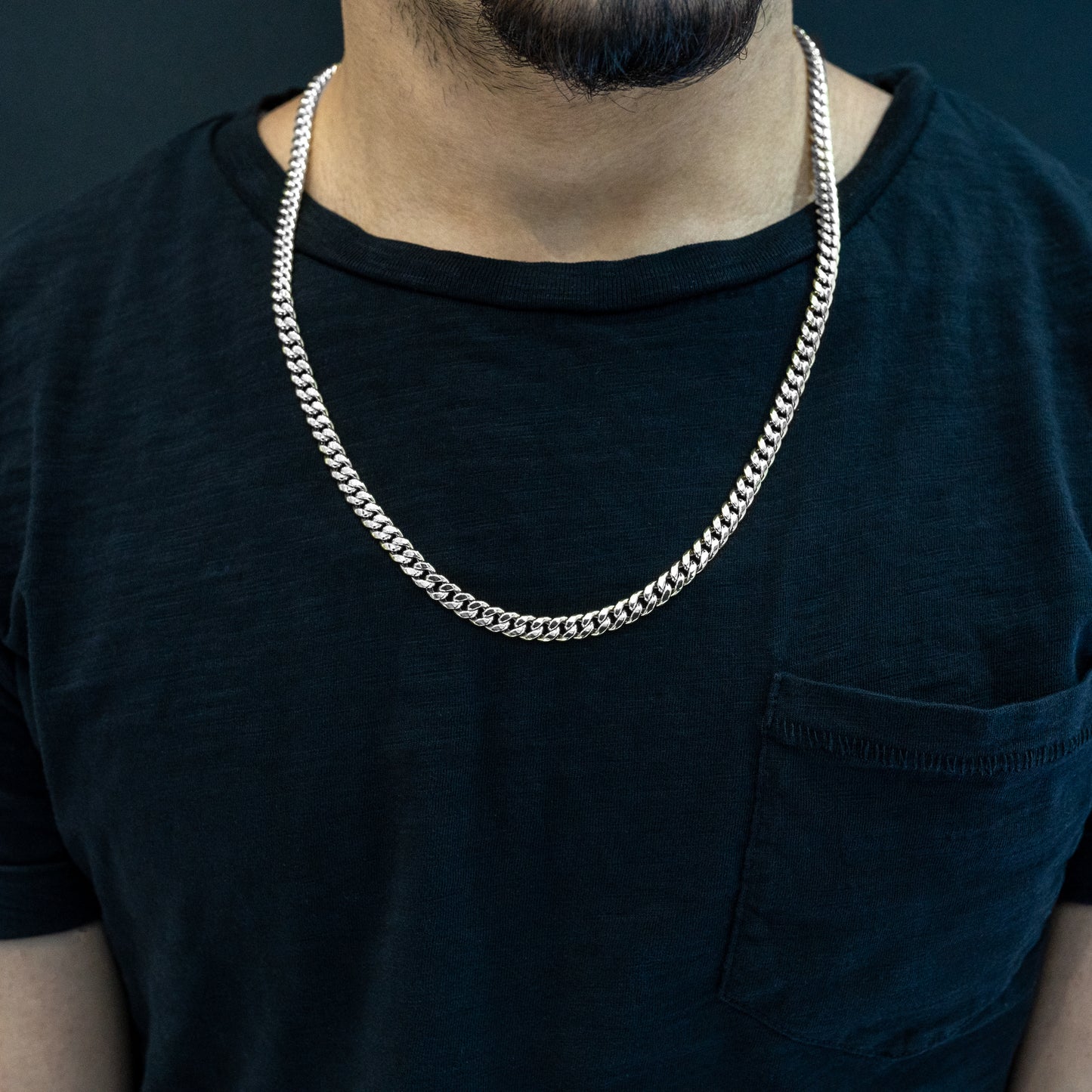 10K Hollow White Gold Cuban Chain 6mm