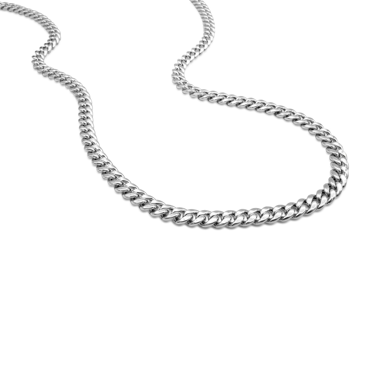 10K Hollow White Gold Cuban Chain 6mm