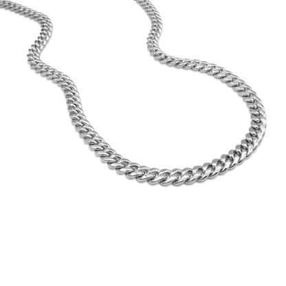 10K Hollow White Gold Cuban Chain 8.5mm