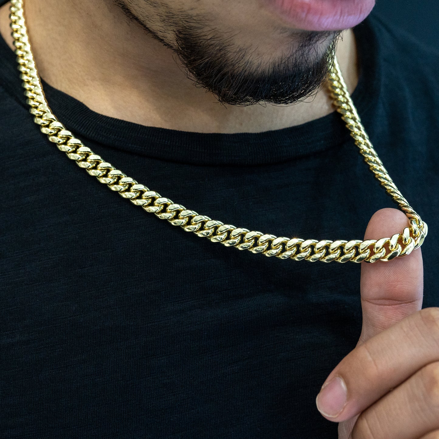 10K Hollow Yellow Gold Cuban Chain 8.5mm