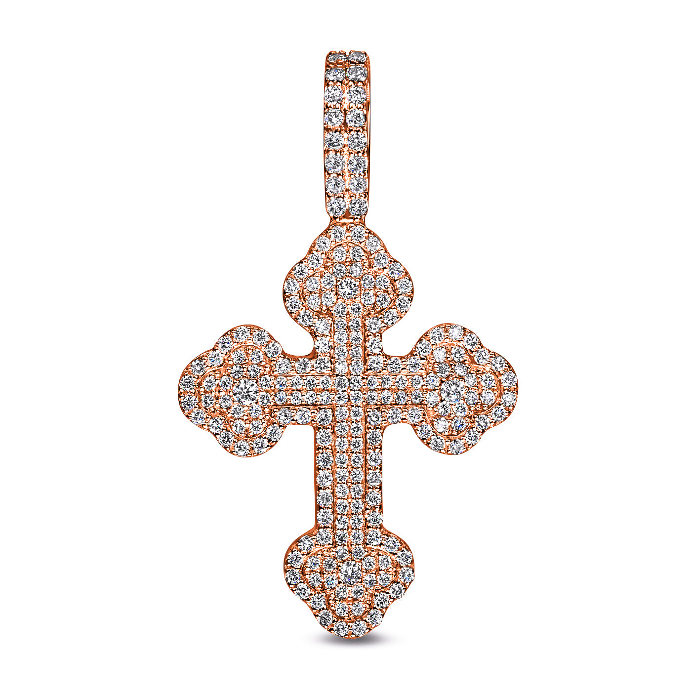 14K Rose Gold Diamond Cross Pendant 0.93 ctw