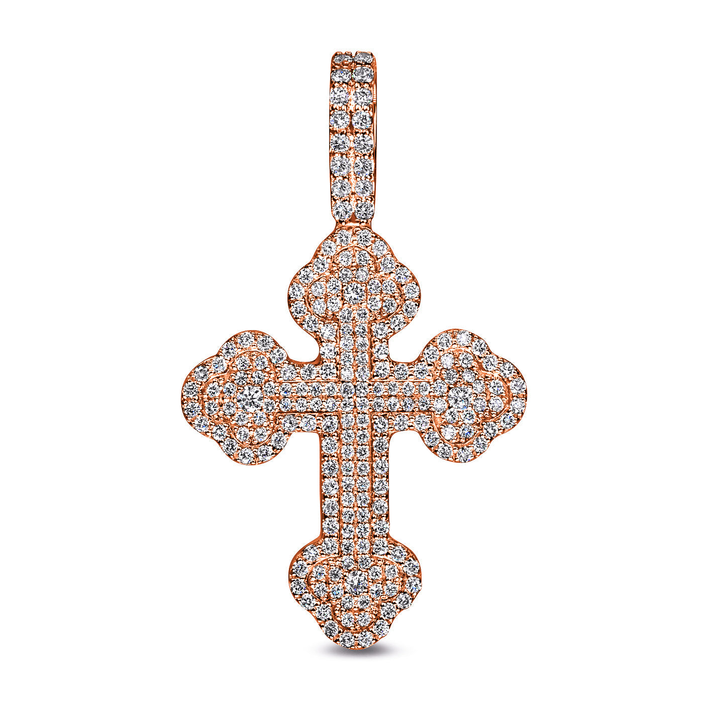 14K Rose Gold Diamond Cross Pendant 0.93 ctw