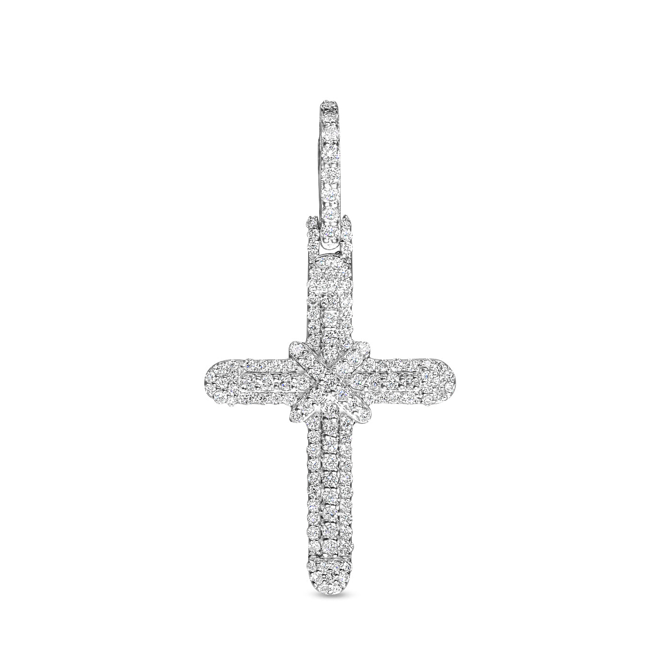 10K White Gold Diamond Cross Pendant 0.82 ctw