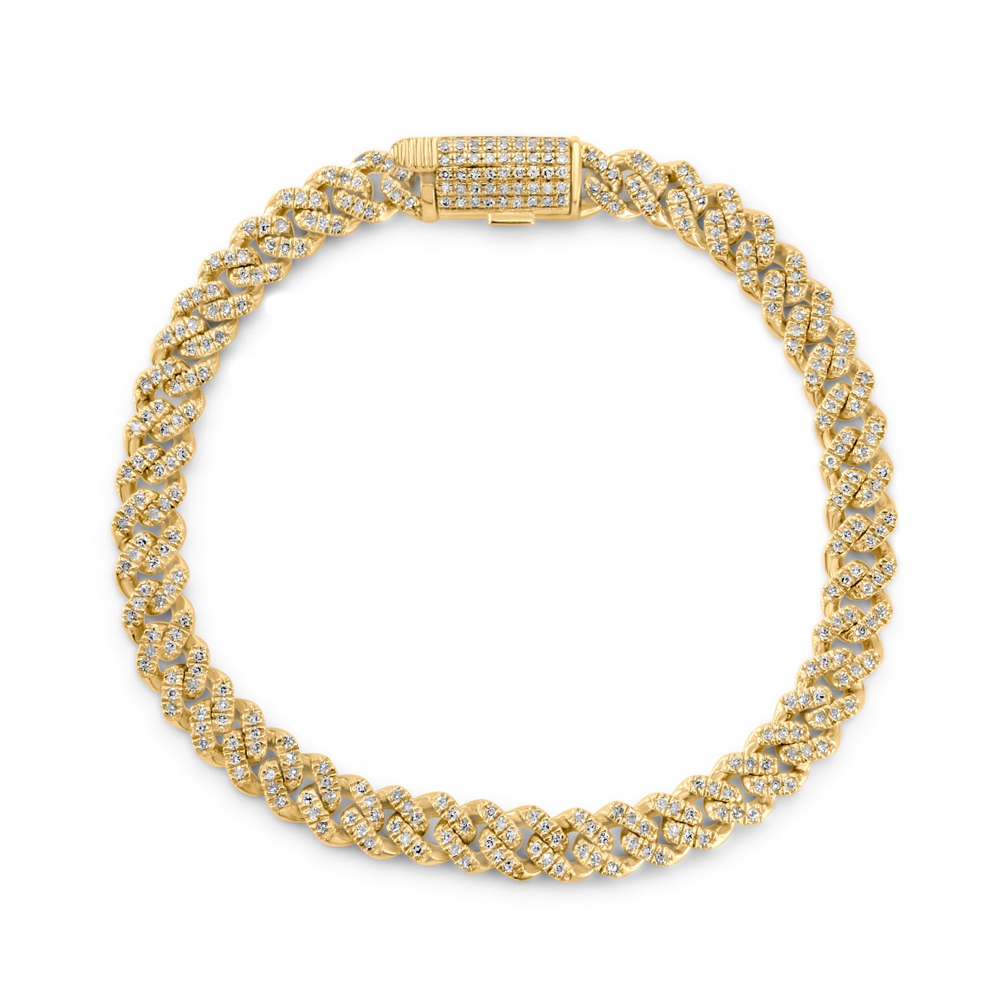 10K Yellow Gold Diamond Cuban Link Bracelet 5.7mm 1.41ctw