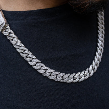 10k White Gold Diamond Cuban Chain 12mm 28 ctw