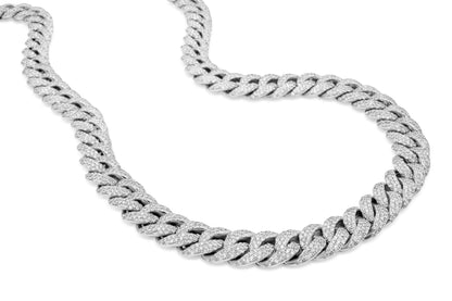 10k White Gold Diamond Cuban Chain 12mm 28 ctw