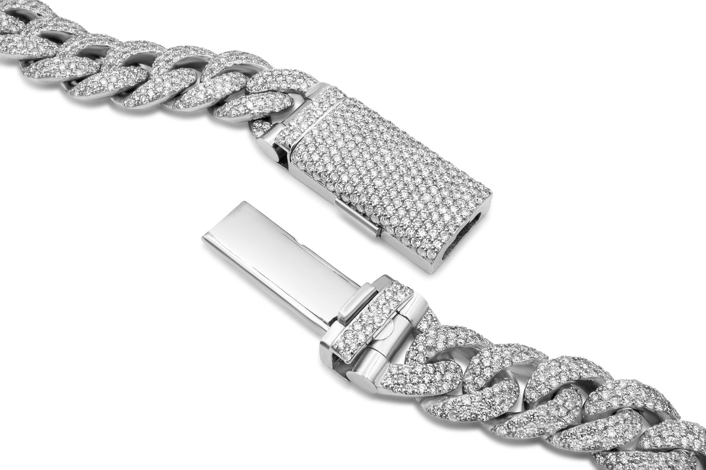 10k White Gold Diamond Cuban Chain 12mm 28 ctw