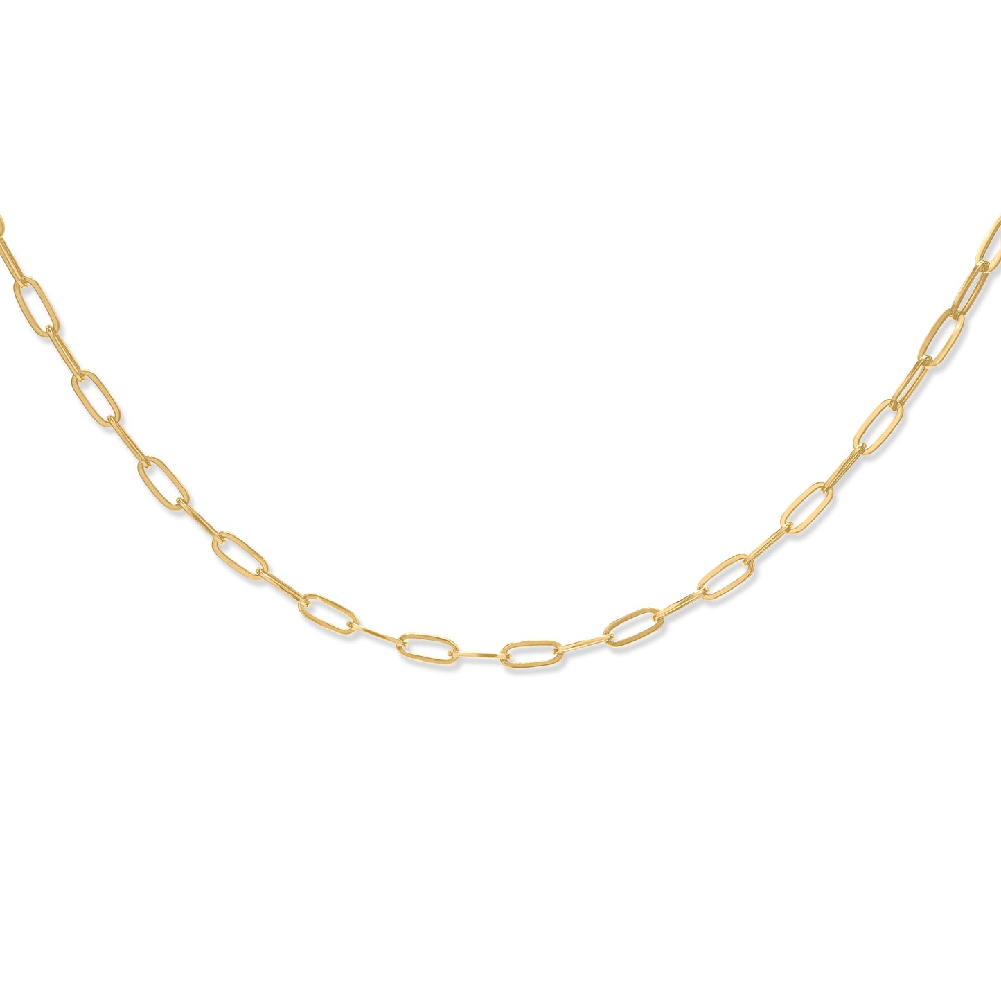 14K Yellow Gold Hollow Paperclip Chain 4mm