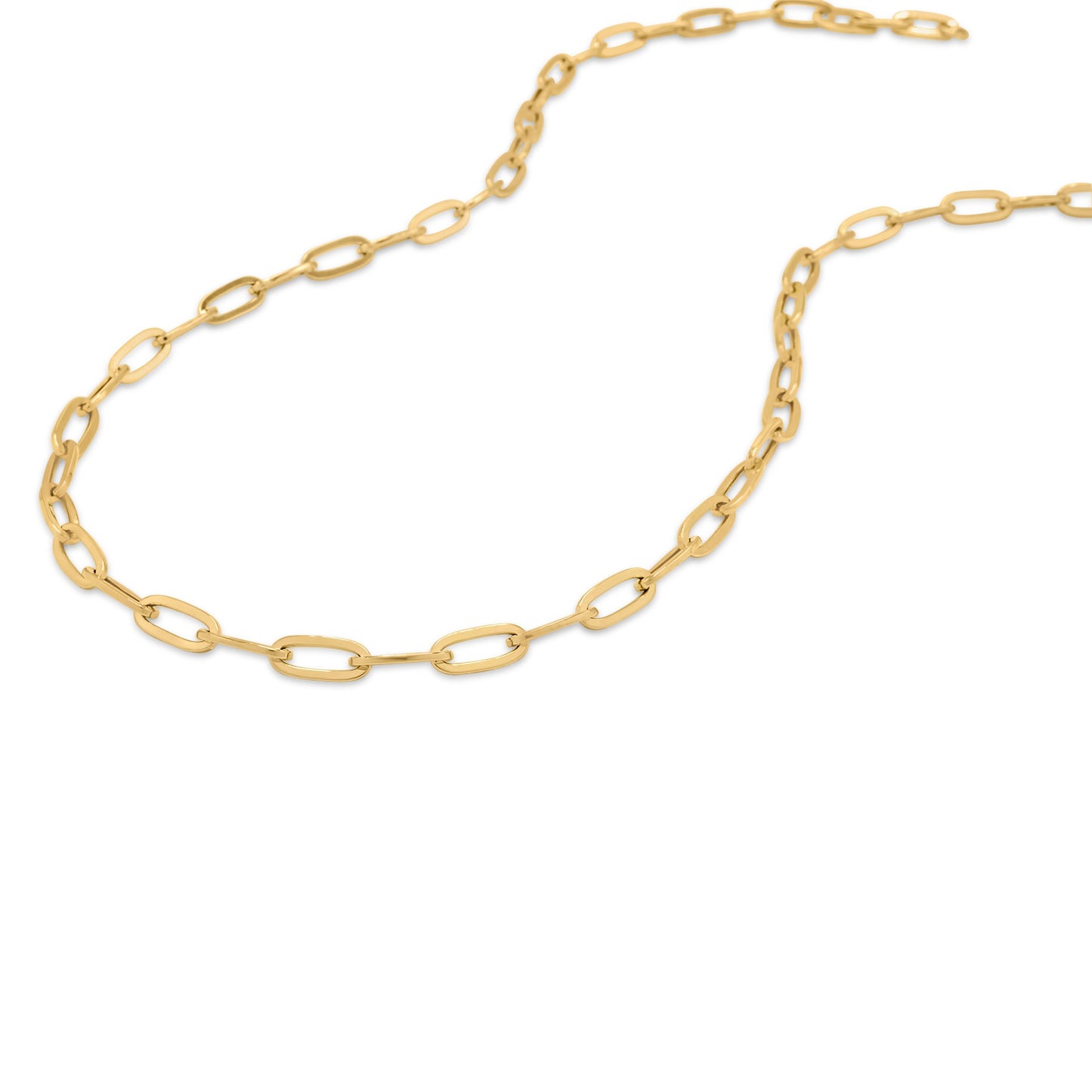 14K Yellow Gold Hollow Paperclip Chain 5.5mm