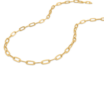 14K Solid Gold Hollow Paperclip Chain 5.5mm