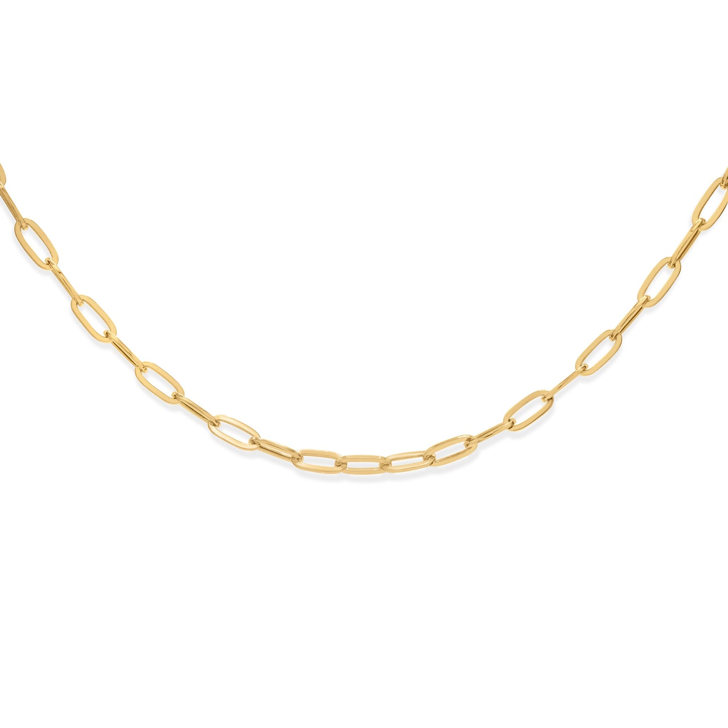 14K Yellow Gold Hollow Paperclip Chain 5.5mm