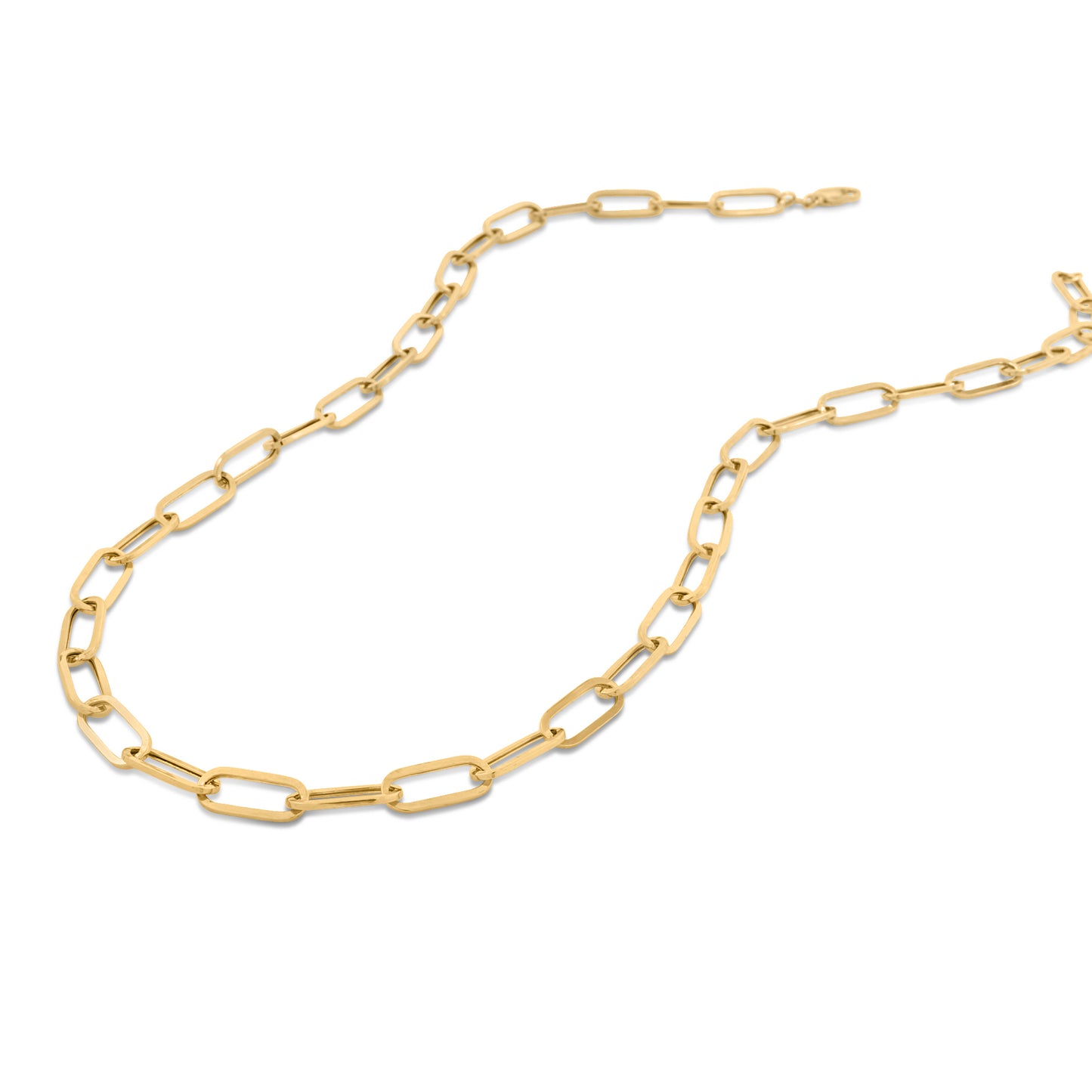 14K Yellow Gold Hollow Paperclip Chain 7mm