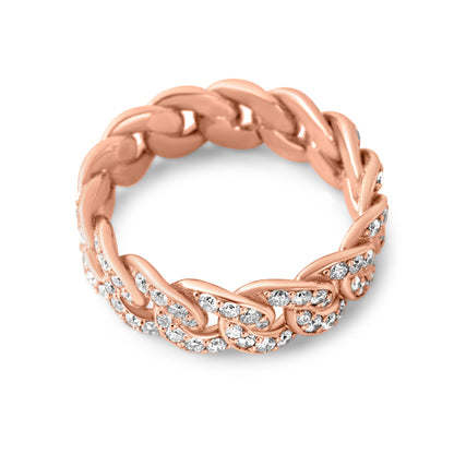 14k Rose Gold Diamond Cuban Link Ring 1.45 ctw