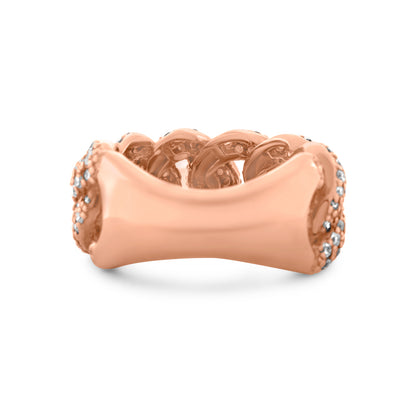 14k Rose Gold Diamond Cuban Link Ring 2.45 ctw