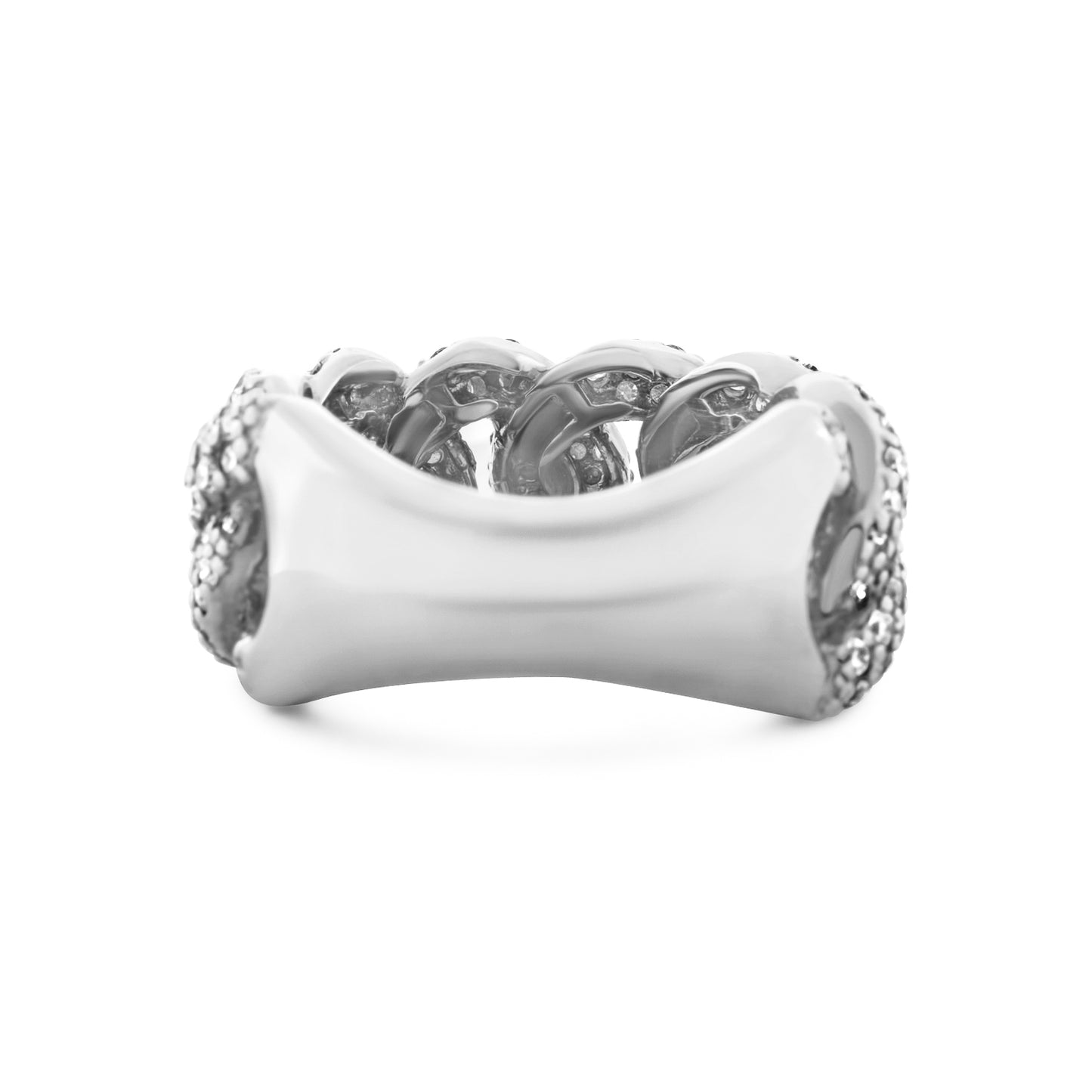 14k White Gold Diamond Cuban Link Ring 2.45 ctw