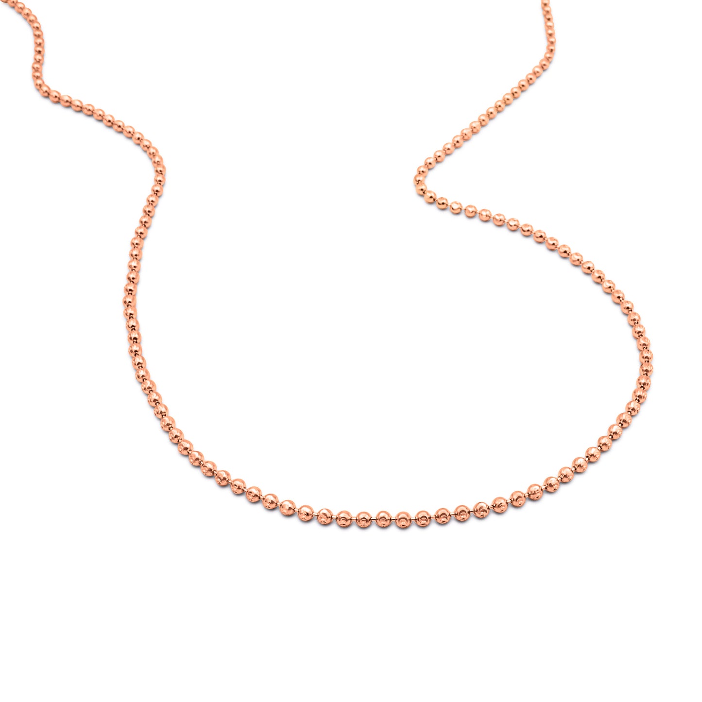 14k Solid Rose Gold Ball Bead Chain 2mm