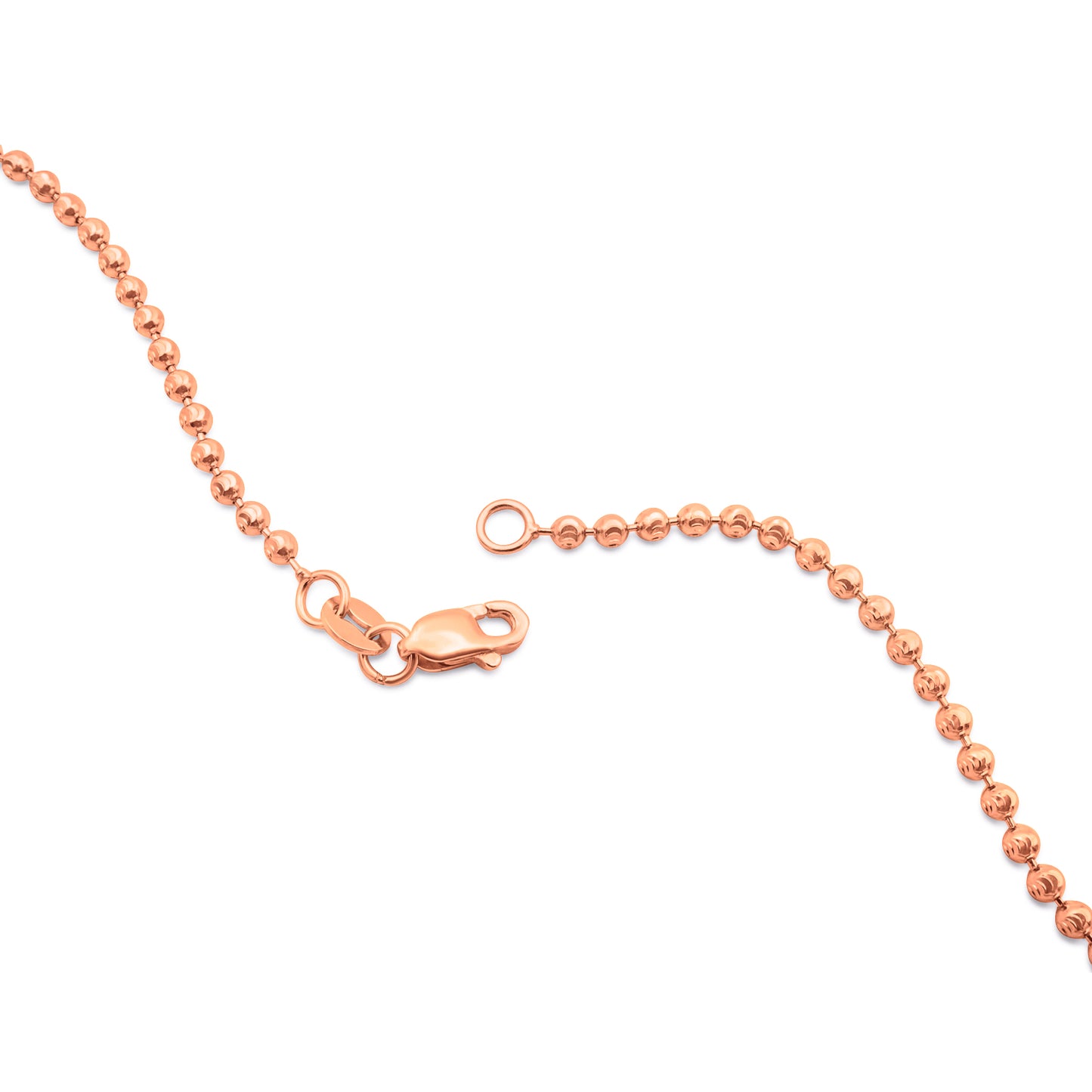 14k Solid Rose Gold Ball Bead Chain 2mm