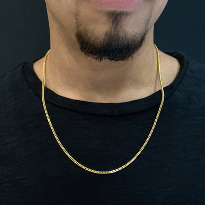 14K Solid Gold Hollow Franco Chain 2mm