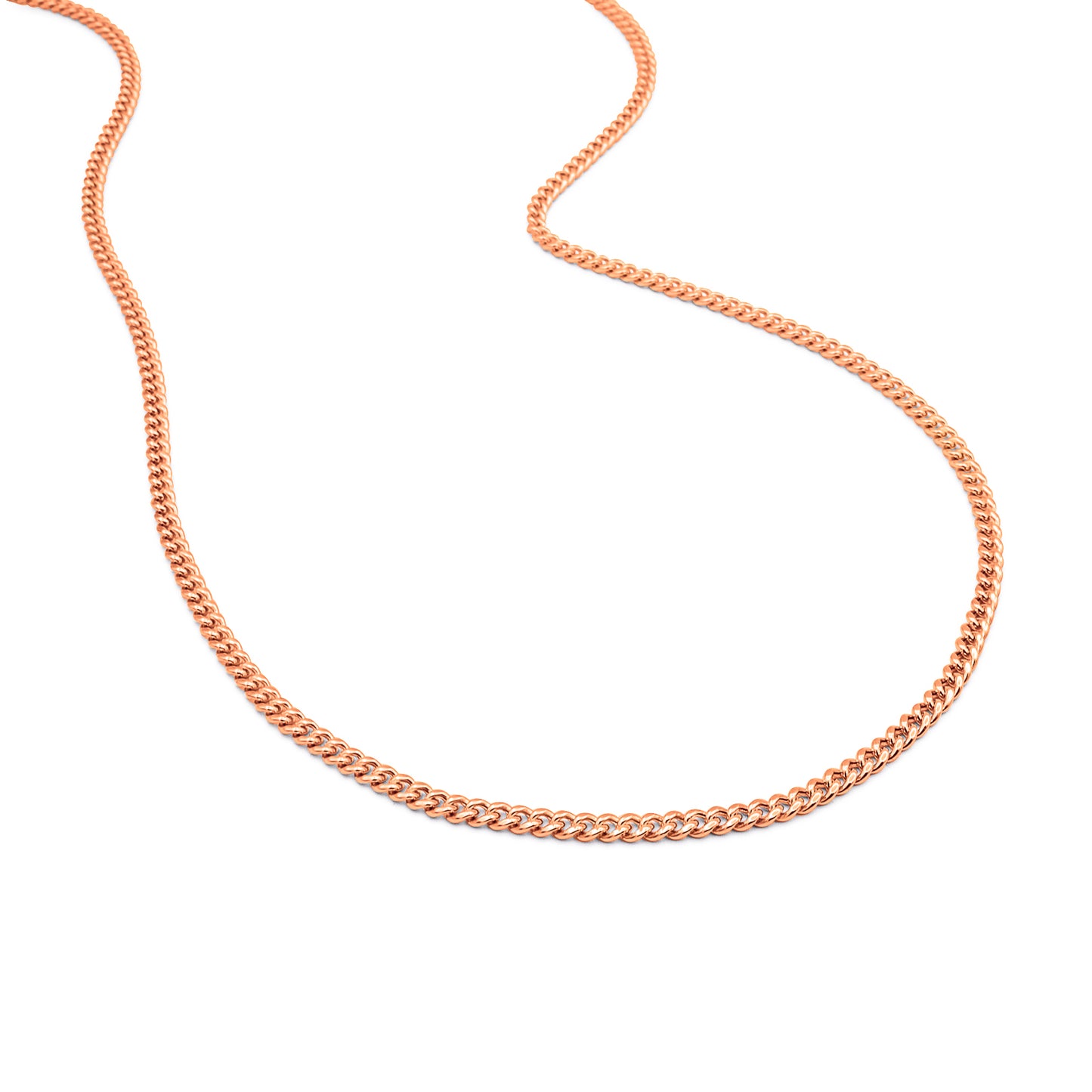 14k Solid Rose Gold Cuban Link Chain 3mm