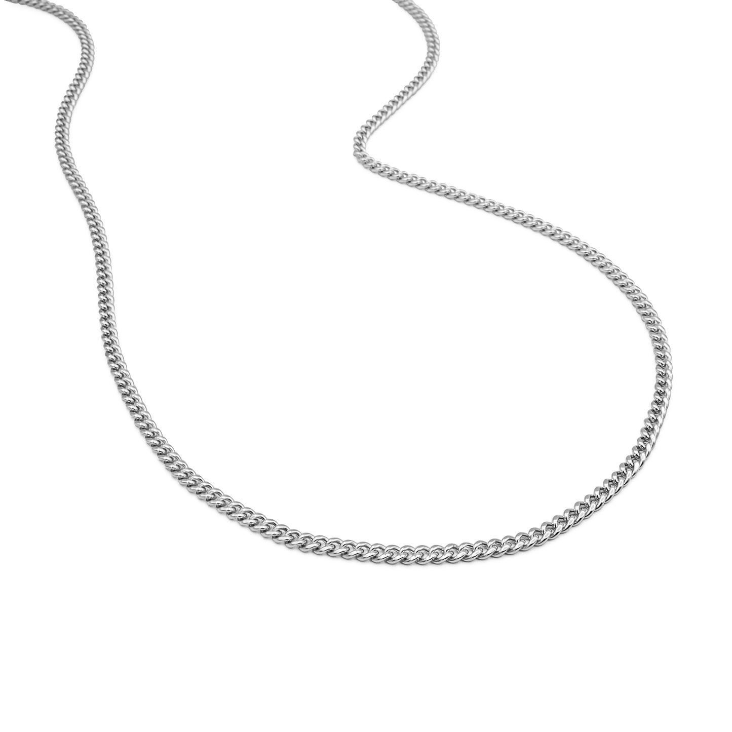 14k Solid White Gold Cuban Link Chain 3mm