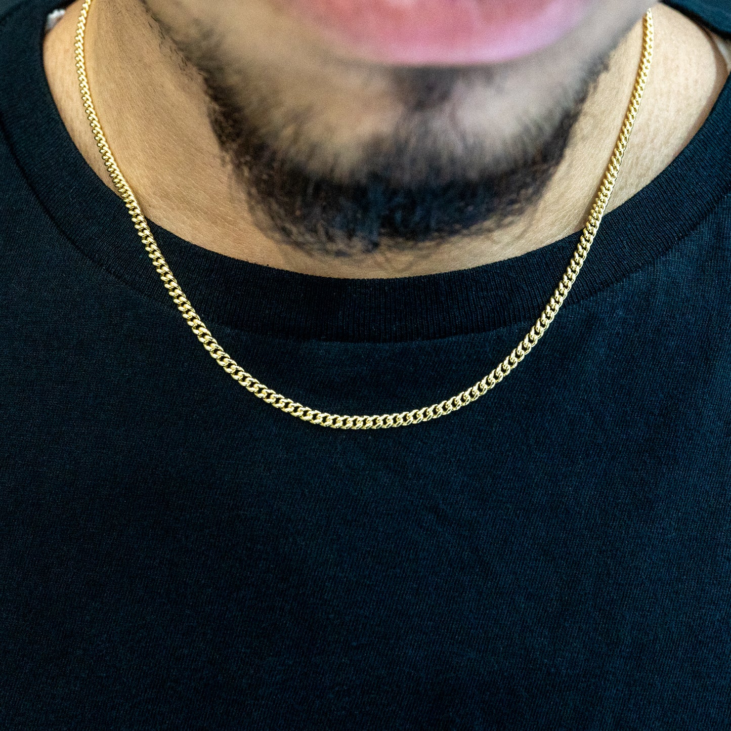 14k Hollow Yellow Gold Cuban Link Chain 3mm