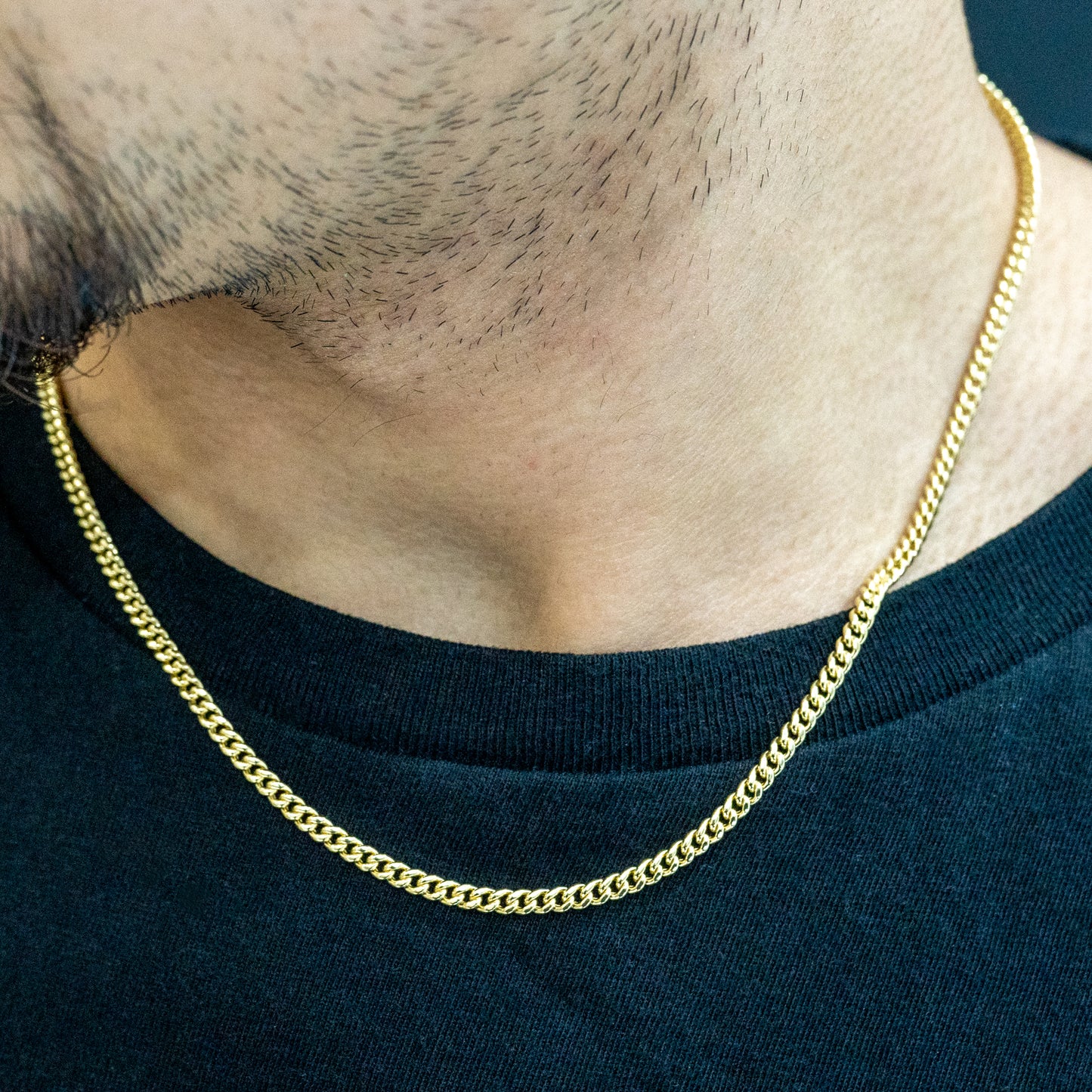 14k Hollow Yellow Gold Cuban Link Chain 3mm