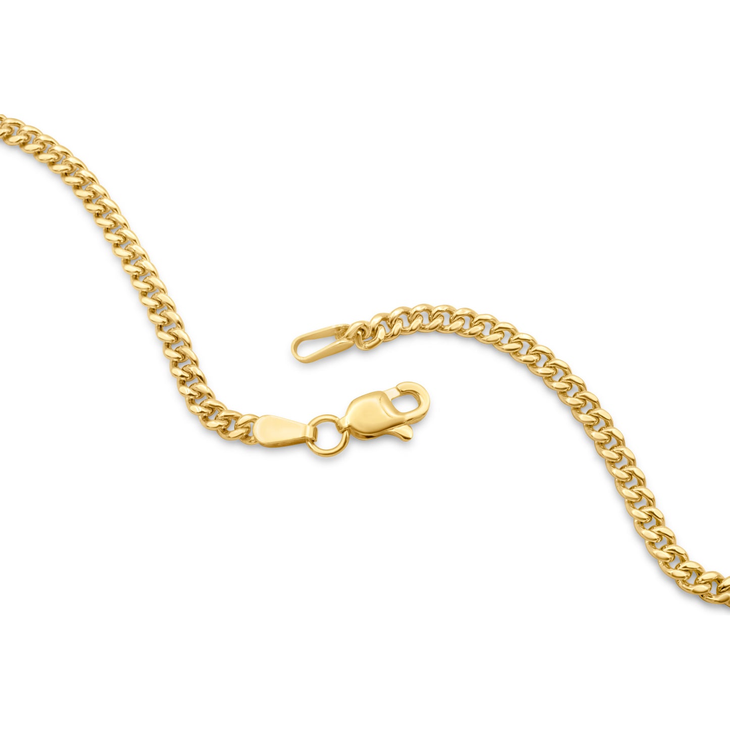 14k Hollow Yellow Gold Cuban Link Chain 3mm