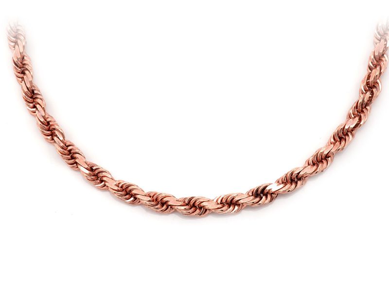 14K Solid Gold Rope Chain 4mm