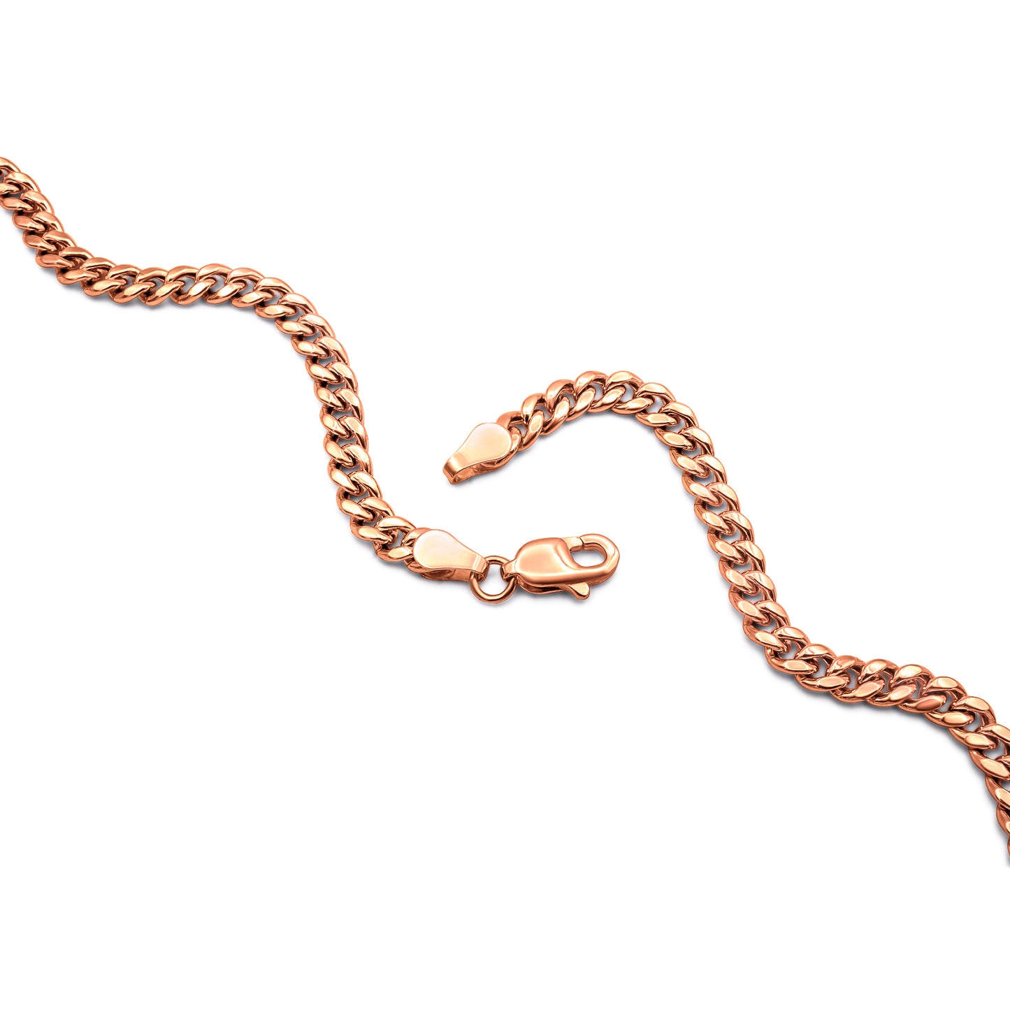 14k Solid Rose Gold Cuban Link Chain 4mm