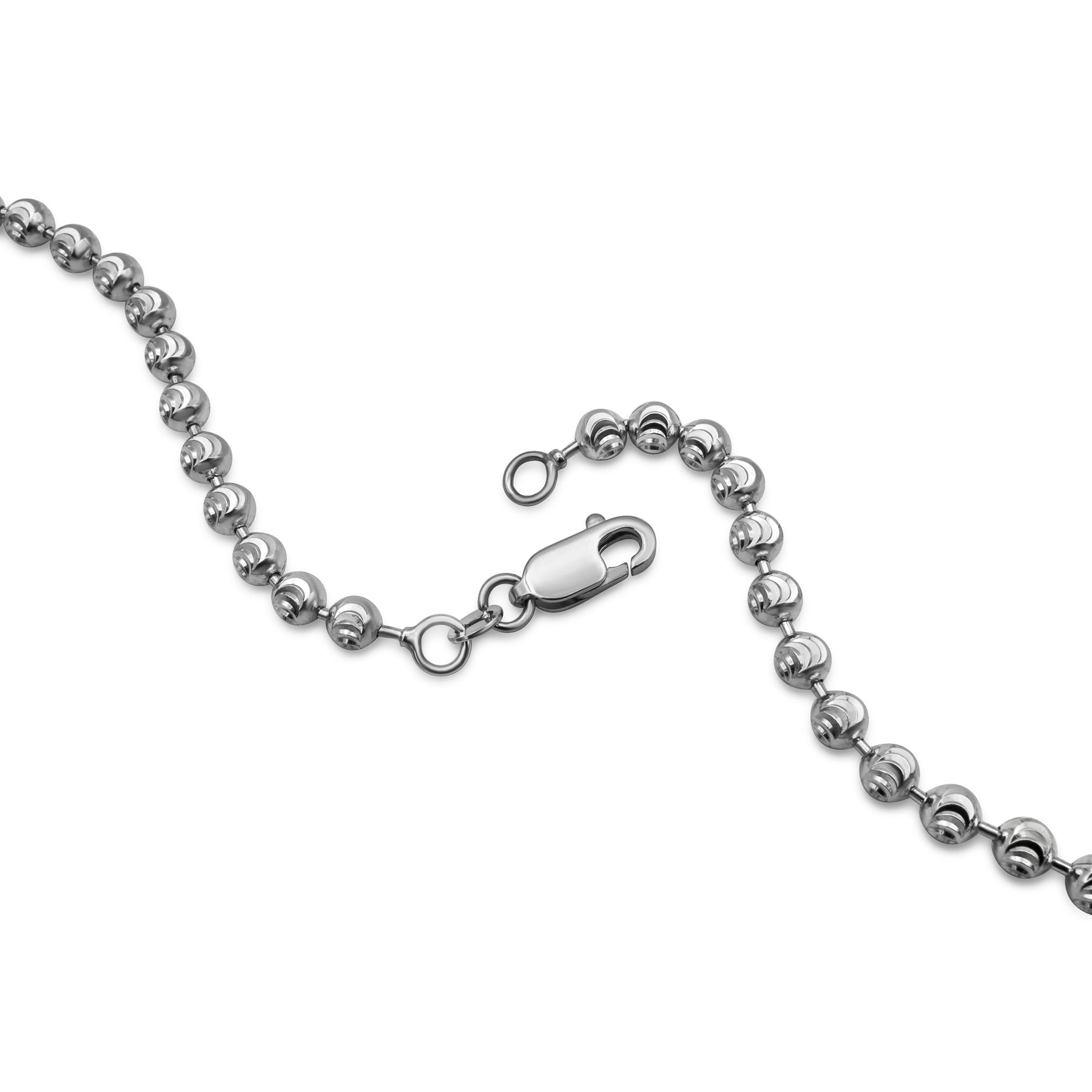 14K Solid White Gold Ball Bead Chain 4mm 26 Inches - 32.26 Grams (Long) / White Gold - Nyc Luxury