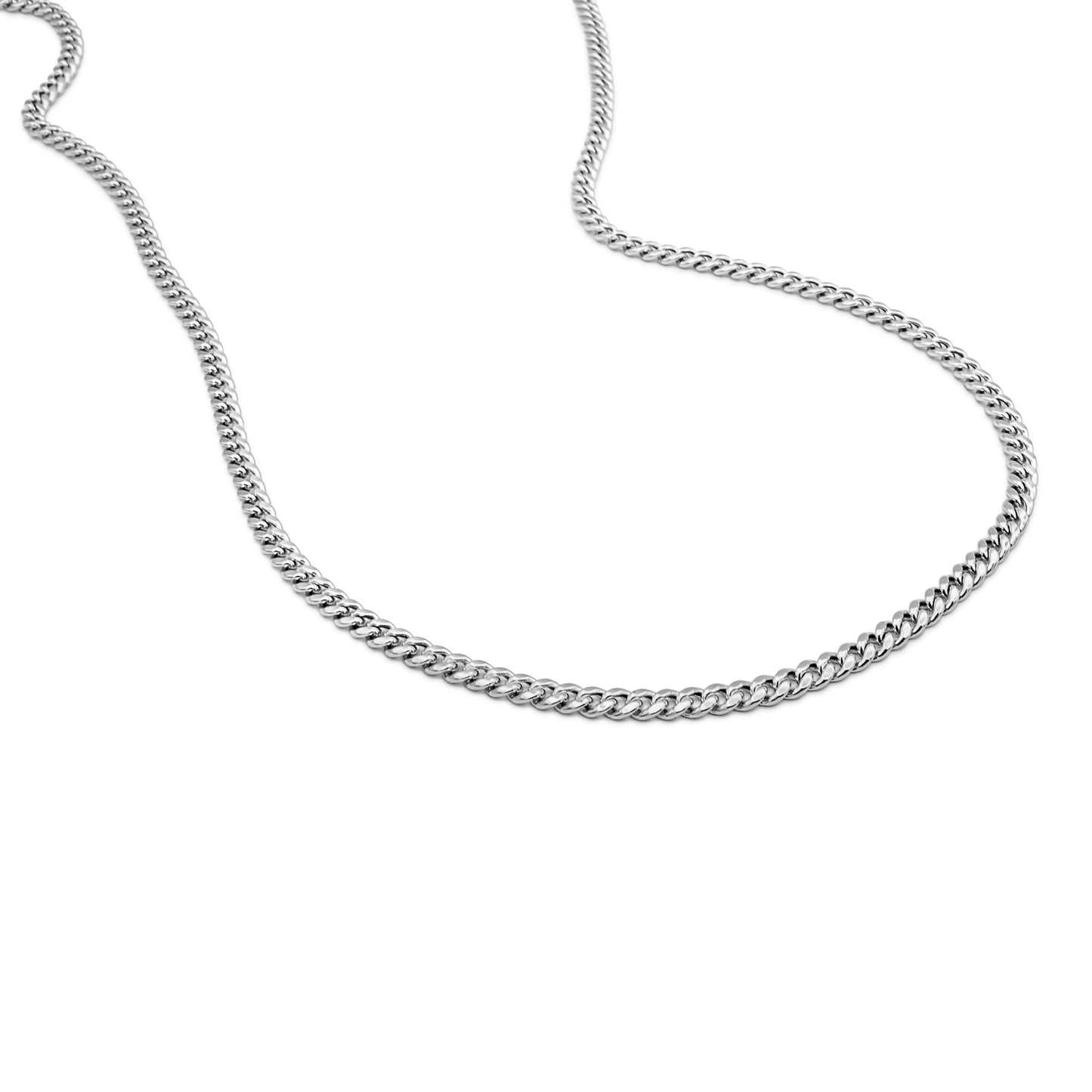 14k Solid White Gold Cuban Link Chain 4mm