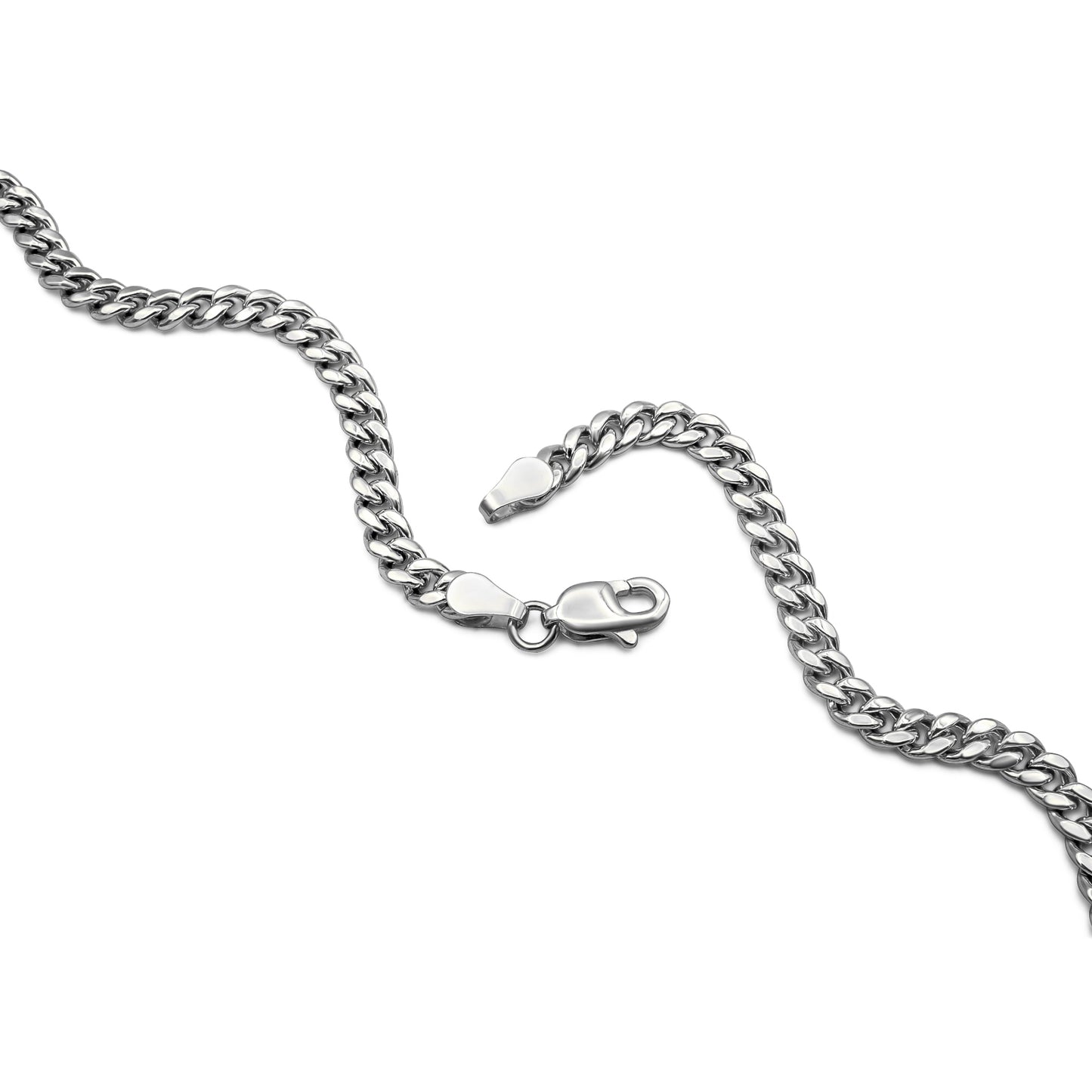 14k Solid White Gold Cuban Link Chain 4mm