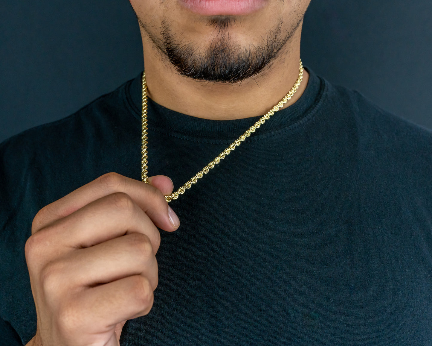 14K Yellow Gold Solid Rope Chain 4mm