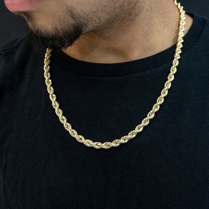 10K Gold Hollow Rope Chain 6mm