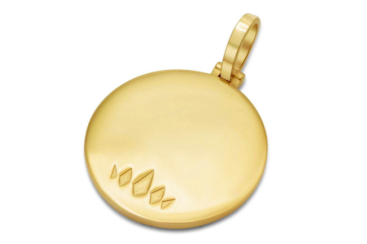 10k Solid Yellow Gold Circle Picture Pendant Micro