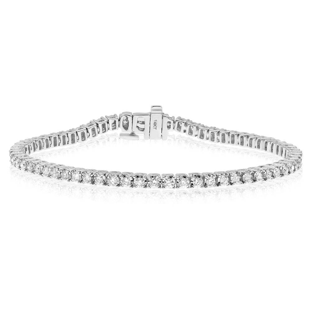 14k White Gold Diamond Tennis Bracelet 2.00 ctw