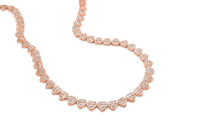 10K Diamond Rose Gold Heart Link Chain 9mm 7.36 ctw