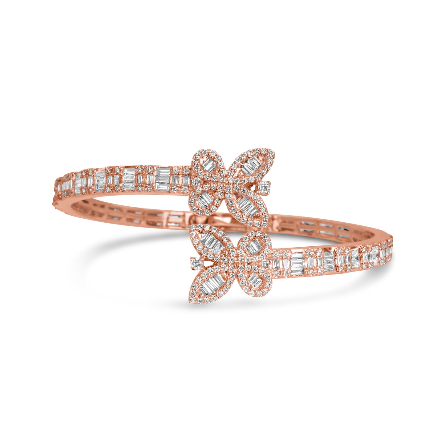 14k Rose Gold Diamond Butterfly Bangle 3.25 ctw