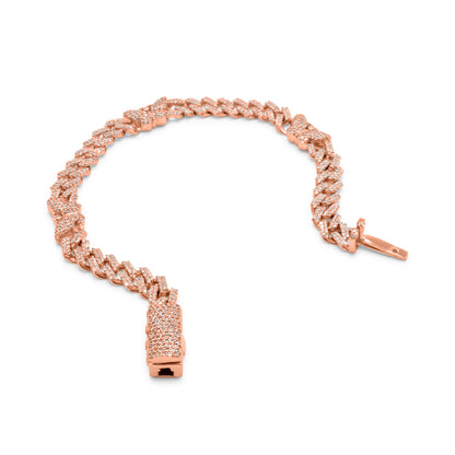 10k Rose Gold Diamond Butterfly Cuban Link Bracelet 1.66 ctw