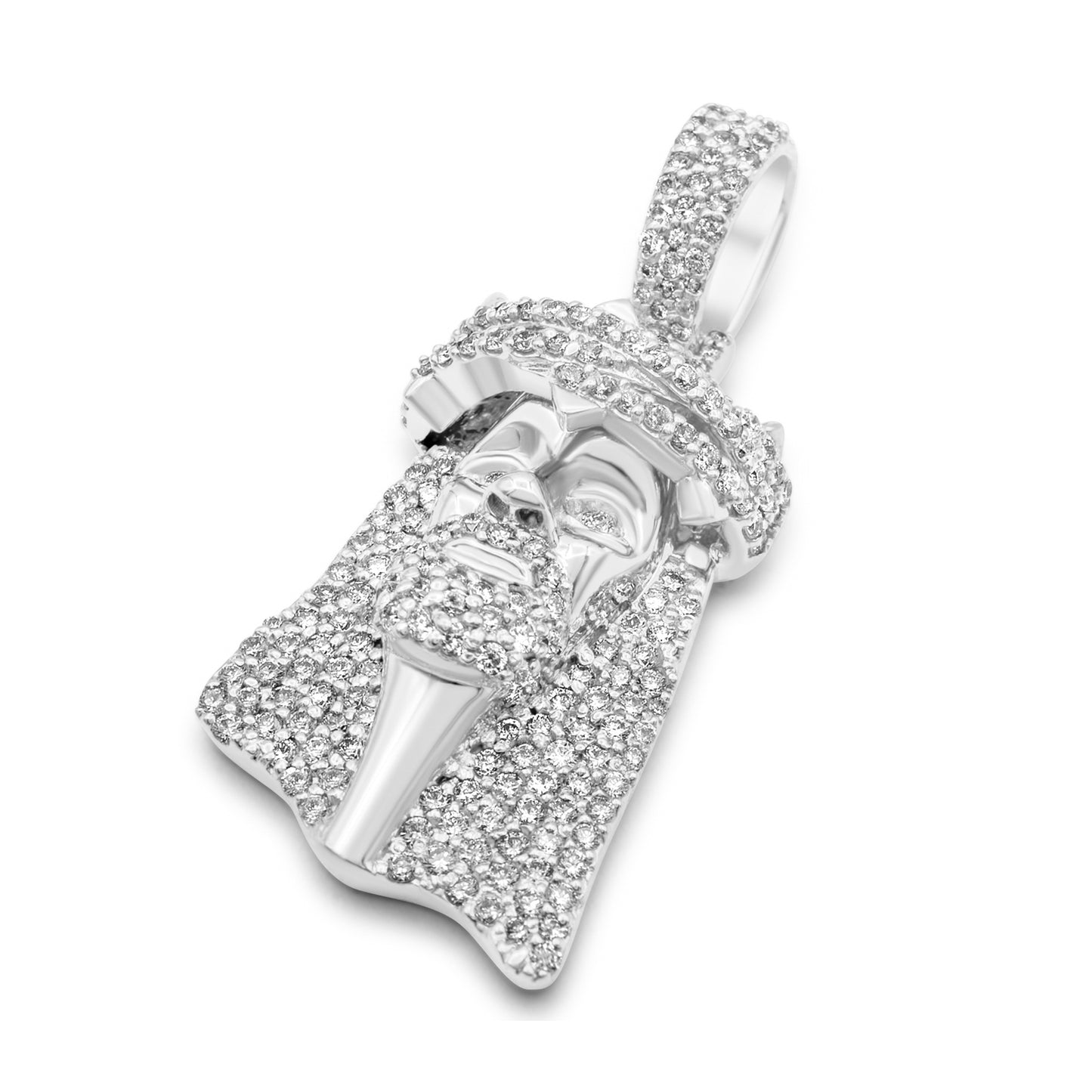 14K White Gold Jesus Diamond Pendant 0.60 ctw