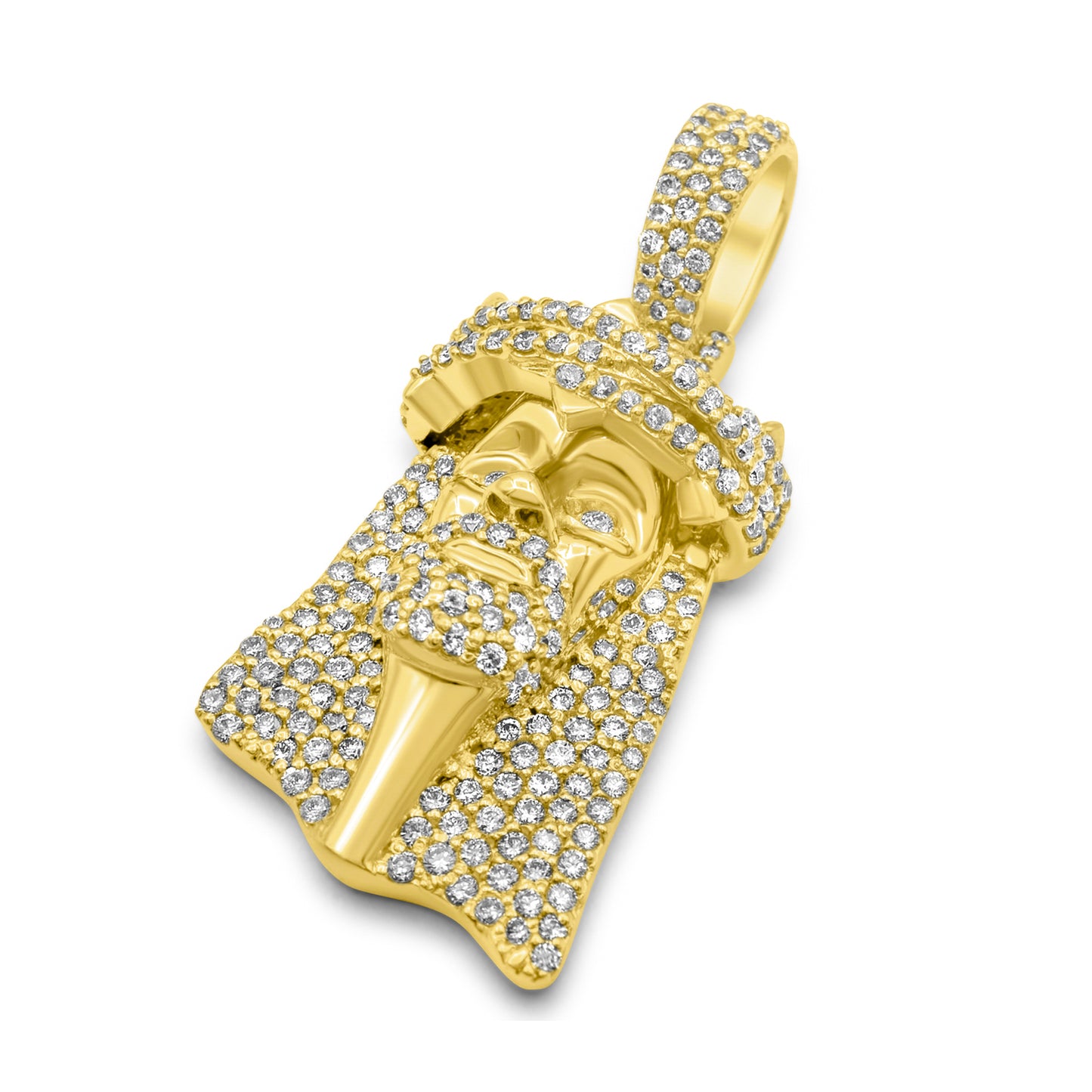 14K Yellow Gold Jesus Diamond Pendant 1.30 ctw